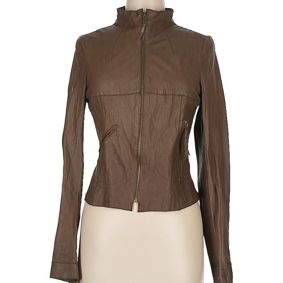 ILLIA Olive Leather Women's Jacket - Picture 1 of 5